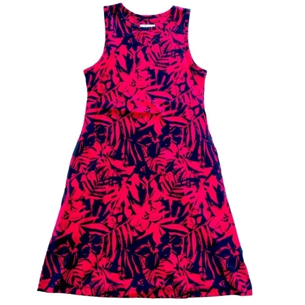 Columbia Womens PFG Freezer Tank Dress. Pink Palmtropics. Size XS. Side Pockets.